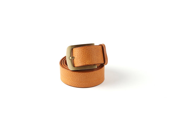 Tan leather belt with Brass buckle 