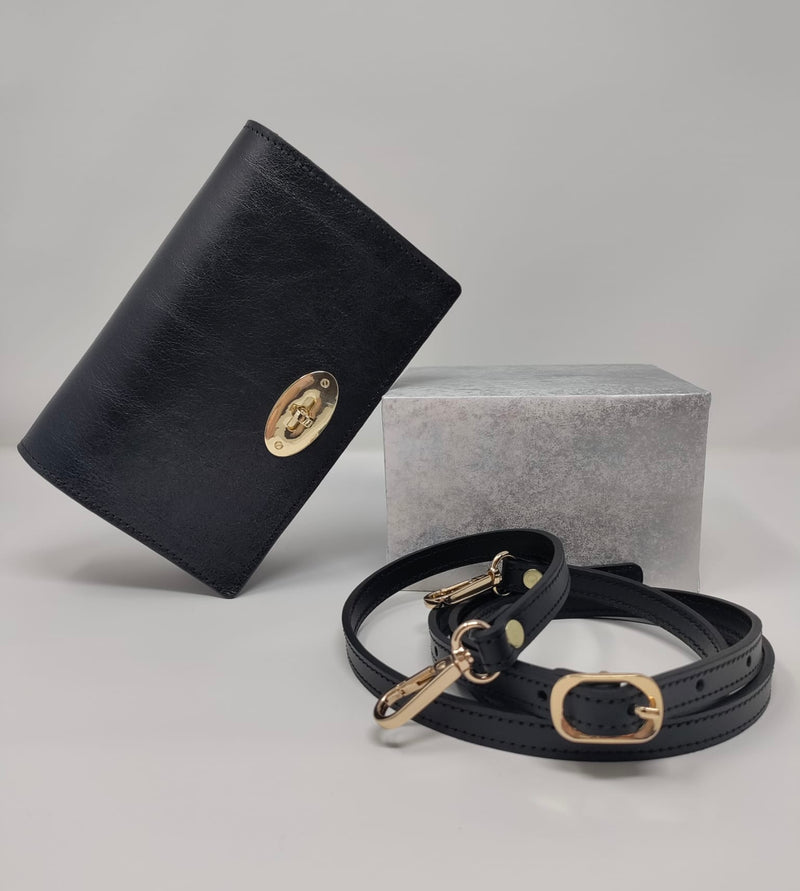 Black leather Luna bag with detachable straps