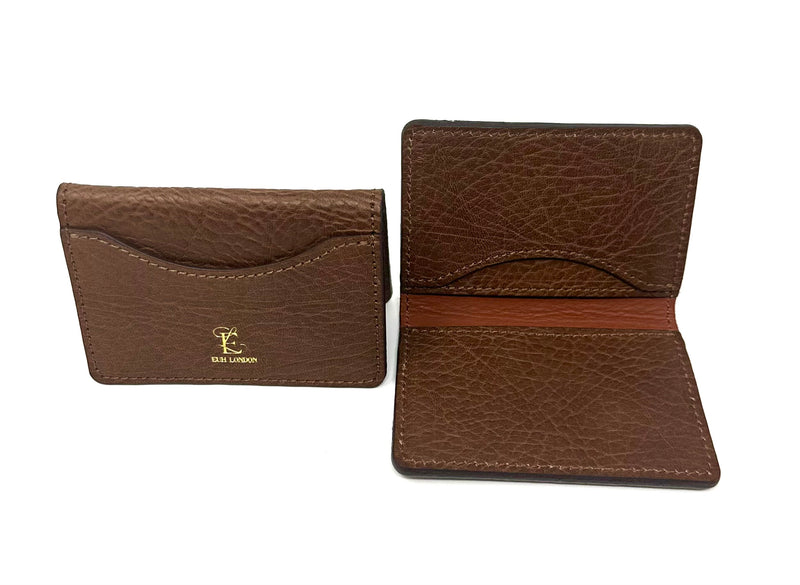 dark brown leather card wallet.