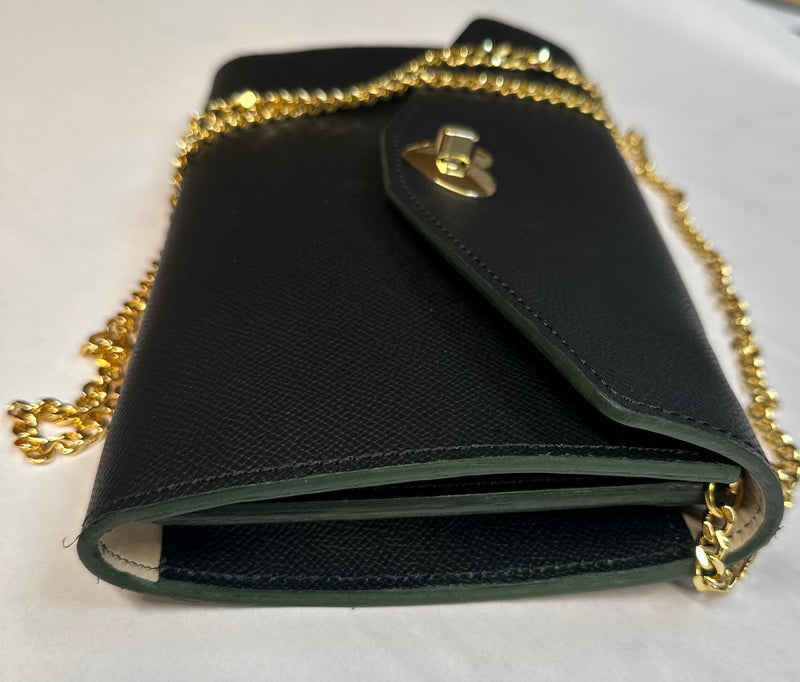 saffiano leather clutch pouch on side view