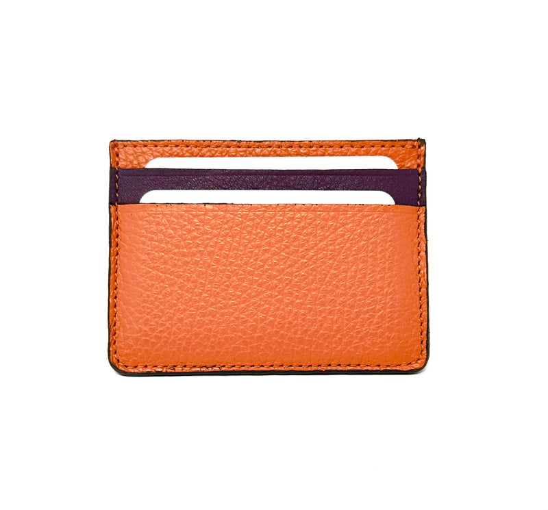 Photo card case in carrot colour with two pocket on both side 