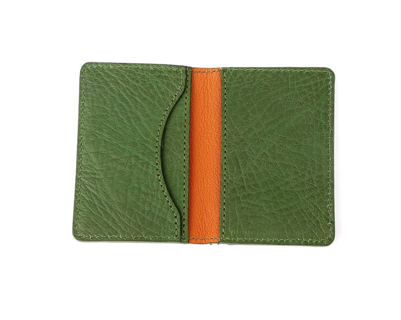 open green leather card wallet