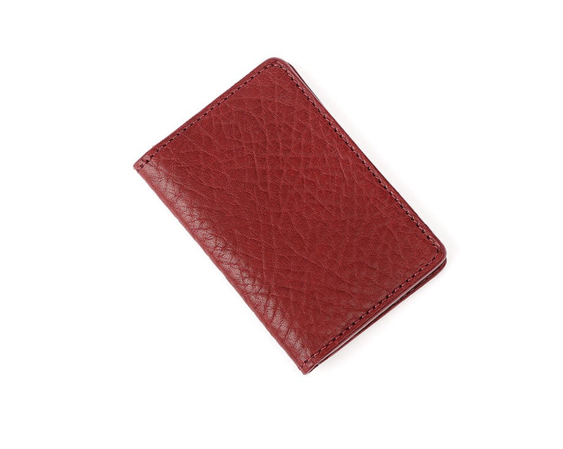 folded burgundy leather card wallet