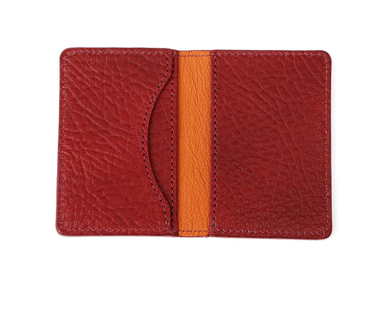 open burgundy leather card wallet