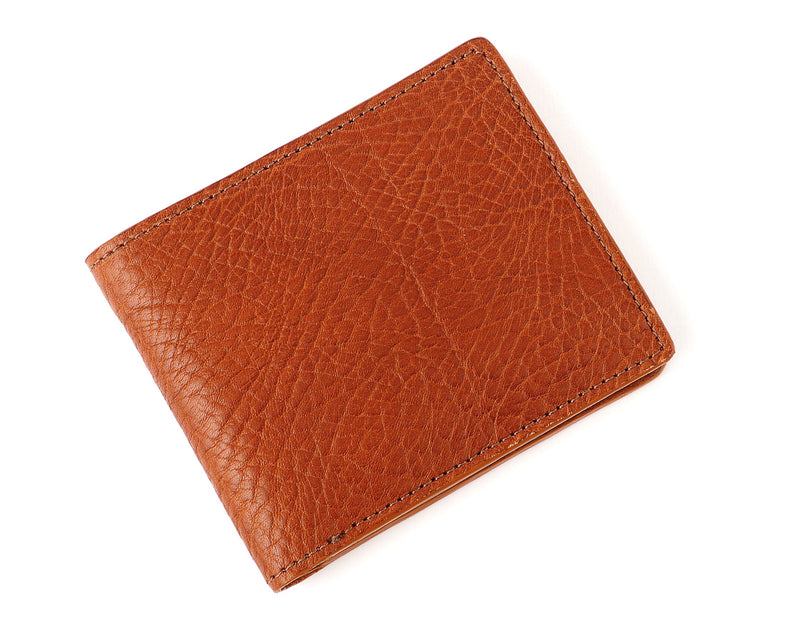 Billfold wallet in brown grain leather
